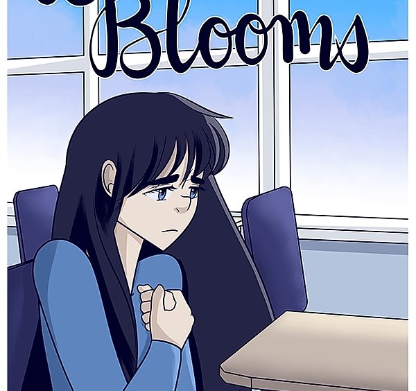 Cover to 'Becca Blooms' comic with Becca looking sad and unsure as she sits at a desk in her classroom
