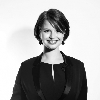 Black and white headshot of Emily Hoffman.