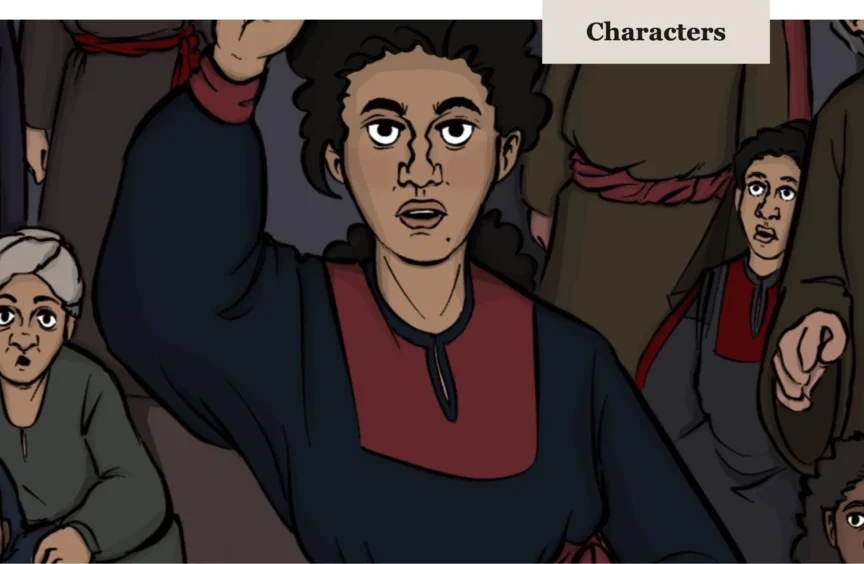 Images of a woman raising her hand to volunteer with surprised onlookers