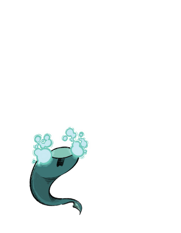 Bap with bubbly, green eyes