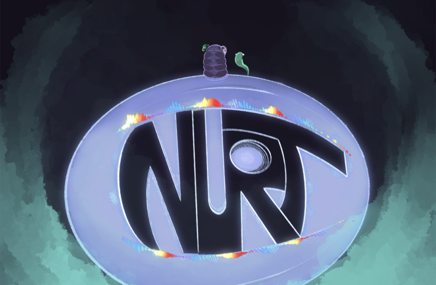 title page, Nurt and Bap sitting atop the jellyfish and title