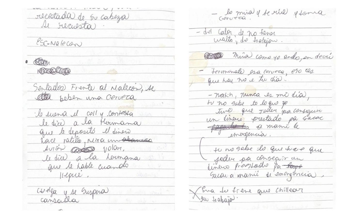 Handwritting notes of the first ideas for the story